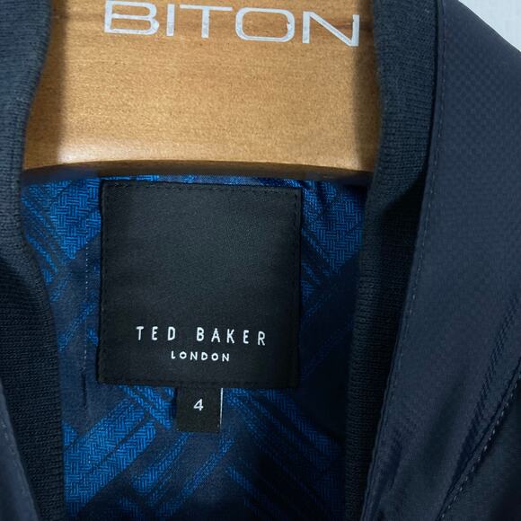 Nwot TED BAKER Bomber Jacket Men 4/L Navy Windbreaker Zip Pocket Logo “Electiv” - Picture 4 of 12